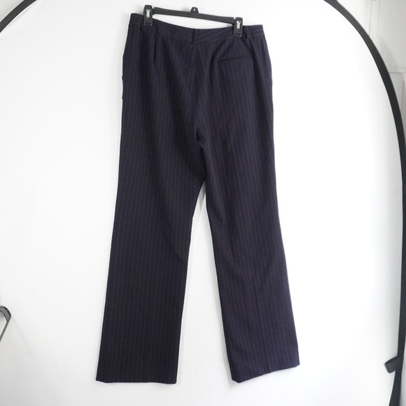 Chaps Womens Pinstripe Dress Pants wide leg Trousers Career Navy Blue Size 10 - Picture 5 of 9